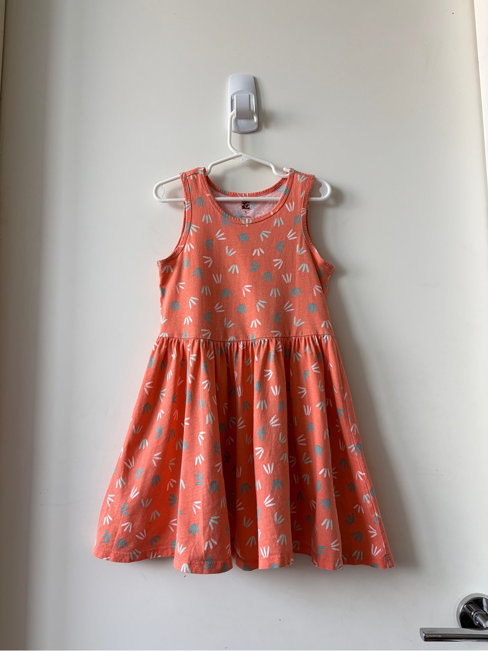 Tea Collection Coral Tank Dress with White and Teal Accents